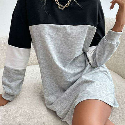 Trendy Color Block Sweatshirt Dress for Effortless Style