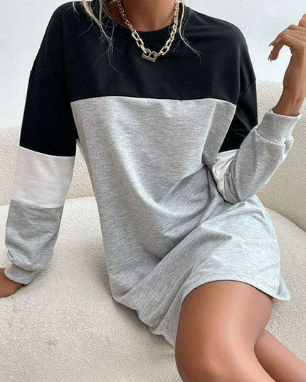 Trendy Color Block Sweatshirt Dress for Effortless Style