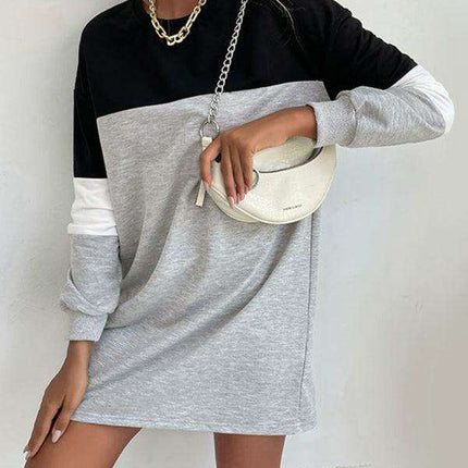 Trendy Color Block Sweatshirt Dress for Effortless Style