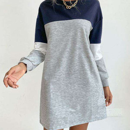 Trendy Color Block Sweatshirt Dress for Effortless Style