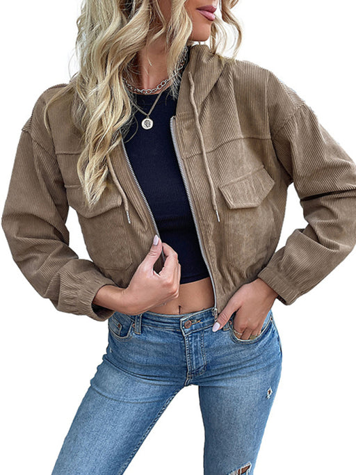 Corduroy Hooded Women's Jacket: Cozy and Versatile Choice