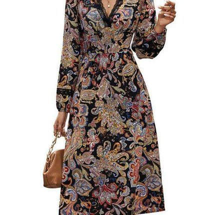 Elegant Floral Long Sleeve Maxi Dress for Women - Chic and Versatile Design