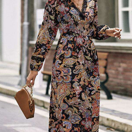 Elegant Floral Long Sleeve Maxi Dress for Women - Chic and Versatile Design