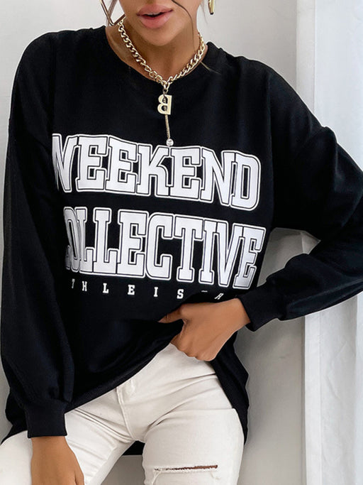Cozy Round Neck Letter Design Sweatshirt with Long Sleeves