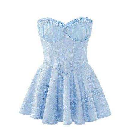 Lace Jacquard Tube Dress with High Waist and Princess Cut