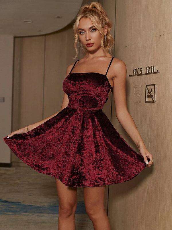 Chic Suspender-Style Party Dress with Modern Elegance