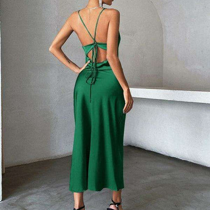 Chic Satin Suspender Cocktail Dress for Women