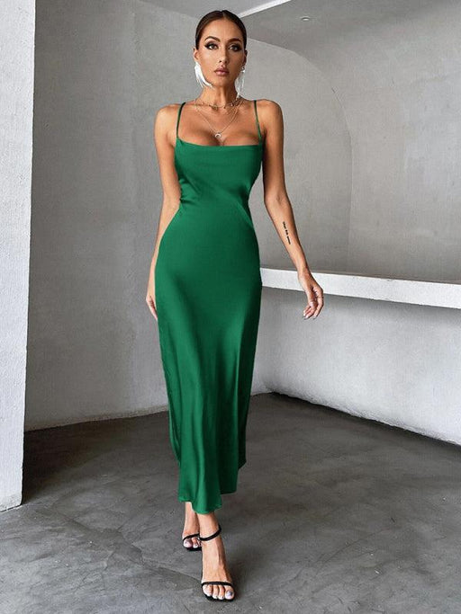 Chic Satin Suspender Cocktail Dress for Women