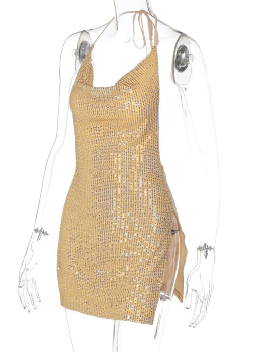 Sultry Open-Back Halter Neck Mini Dress for Women