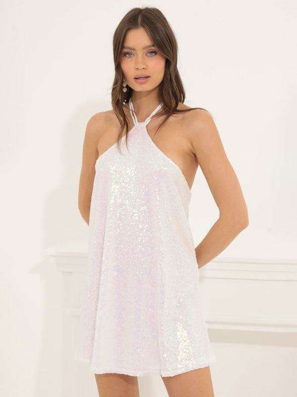 Radiant Sequin Bow Strap Dress