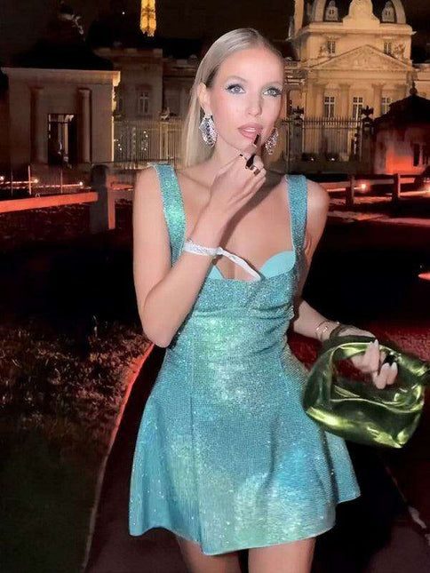 Glimmering Emerald Suspender Skirt - Women's Allure Dress