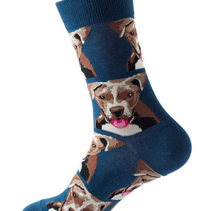 New trendy fun animal dog pattern mid-calf socks