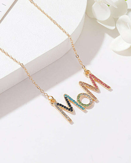 MOM letter necklace creative colored diamond English letter clavicle chain Mother's Day gift