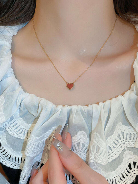 Simple temperament, fashion niche and versatile double-sided love clavicle chain necklace