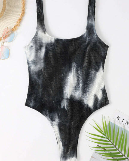 Women's Candy Color Fluorescent Pleated Fabric One-Piece Swimsuit