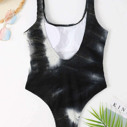 Women's Candy Color Fluorescent Pleated Fabric One-Piece Swimsuit