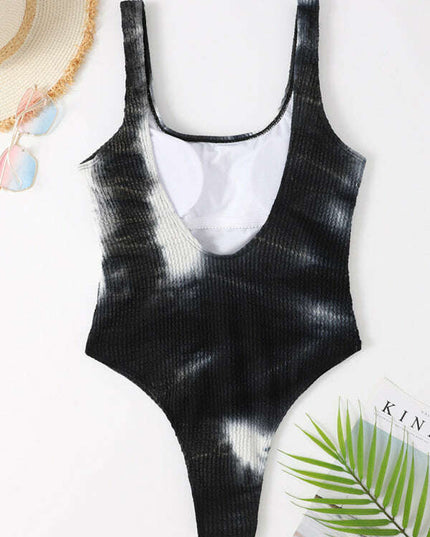 Women's Candy Color Fluorescent Pleated Fabric One-Piece Swimsuit