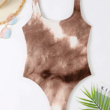 Women's Candy Color Fluorescent Pleated Fabric One-Piece Swimsuit