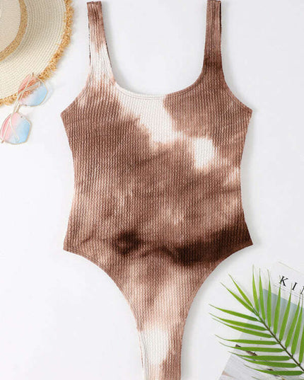 Women's Candy Color Fluorescent Pleated Fabric One-Piece Swimsuit