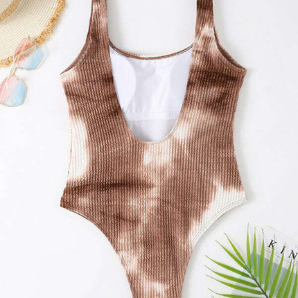 Women's Candy Color Fluorescent Pleated Fabric One-Piece Swimsuit