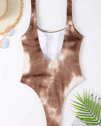 Women's Candy Color Fluorescent Pleated Fabric One-Piece Swimsuit