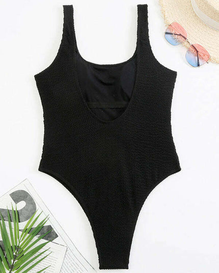 Women's Candy Color Fluorescent Pleated Fabric One-Piece Swimsuit