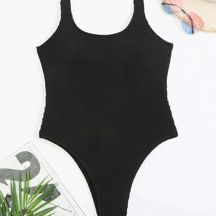 Women's Candy Color Fluorescent Pleated Fabric One-Piece Swimsuit