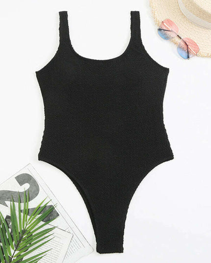 Women's Candy Color Fluorescent Pleated Fabric One-Piece Swimsuit