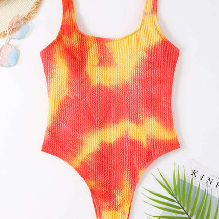 Women's Candy Color Fluorescent Pleated Fabric One-Piece Swimsuit