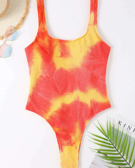 Women's Candy Color Fluorescent Pleated Fabric One-Piece Swimsuit