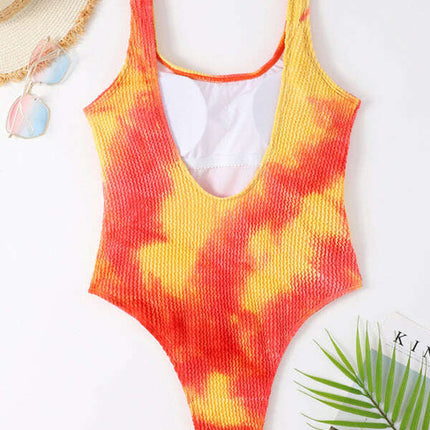 Women's Candy Color Fluorescent Pleated Fabric One-Piece Swimsuit