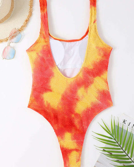 Women's Candy Color Fluorescent Pleated Fabric One-Piece Swimsuit