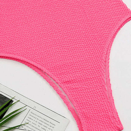 Women's Candy Color Fluorescent Pleated Fabric One-Piece Swimsuit