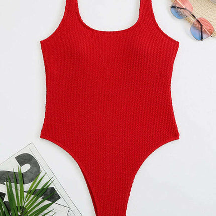 Women's Candy Color Fluorescent Pleated Fabric One-Piece Swimsuit