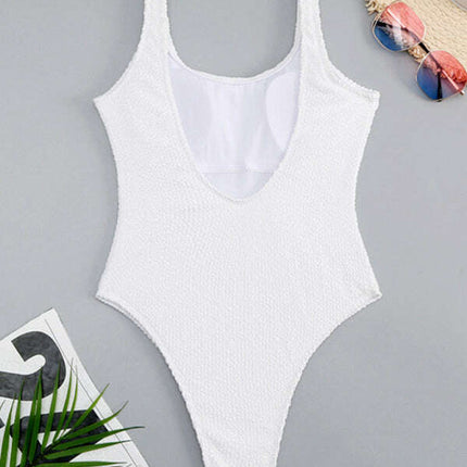 Women's Candy Color Fluorescent Pleated Fabric One-Piece Swimsuit