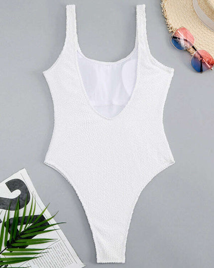 Women's Candy Color Fluorescent Pleated Fabric One-Piece Swimsuit