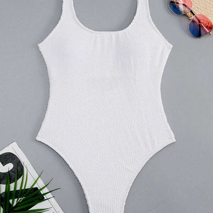 Women's Candy Color Fluorescent Pleated Fabric One-Piece Swimsuit