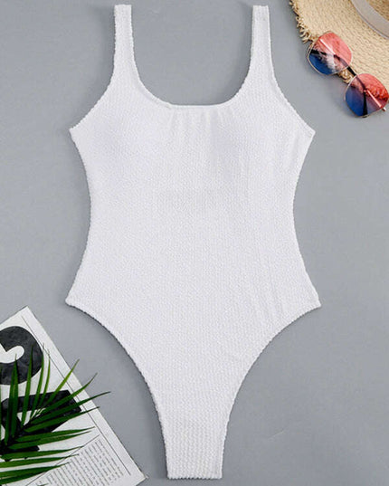 Women's Candy Color Fluorescent Pleated Fabric One-Piece Swimsuit