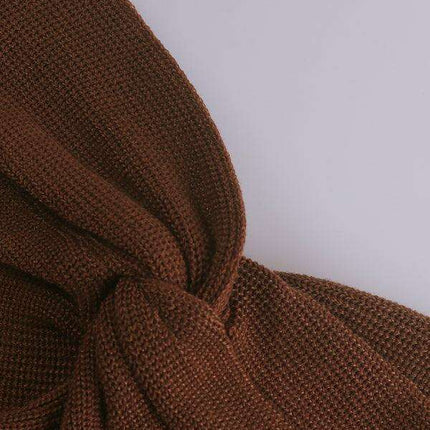 Elegant Strapless Wool Blend Dress with Cross Knit Detail - Chic and Seductive