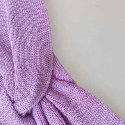 Elegant Strapless Wool Blend Dress with Cross Knit Detail - Chic and Seductive