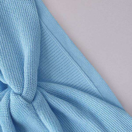 Elegant Strapless Wool Blend Dress with Cross Knit Detail - Chic and Seductive