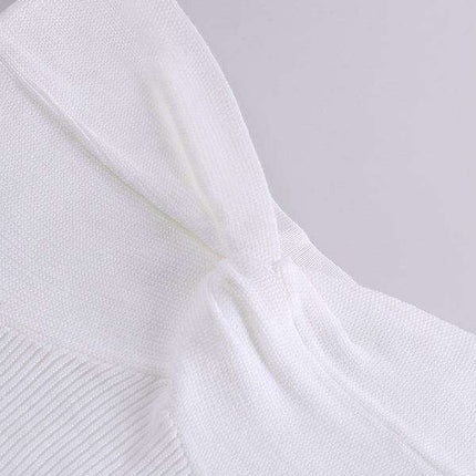 Elegant Strapless Wool Blend Dress with Cross Knit Detail - Chic and Seductive