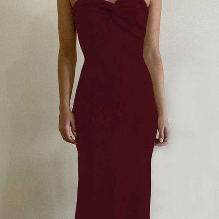 Elegant Strapless Wool Blend Dress with Cross Knit Detail - Chic and Seductive
