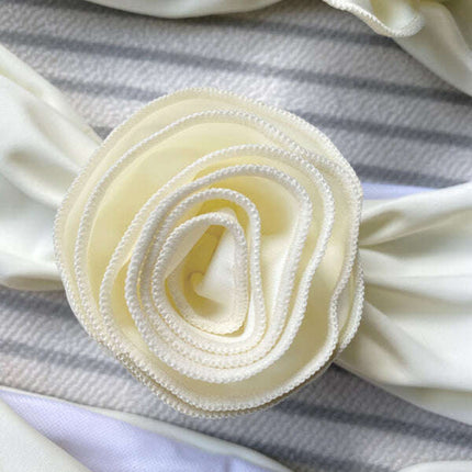 New solid color sexy three-dimensional flower one-piece swimsuit