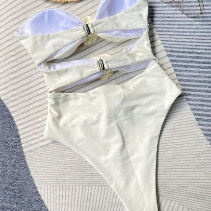 New solid color sexy three-dimensional flower one-piece swimsuit