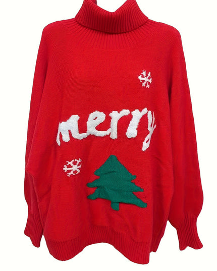 Women's Christmas casual bat sleeve letter knitted sweater