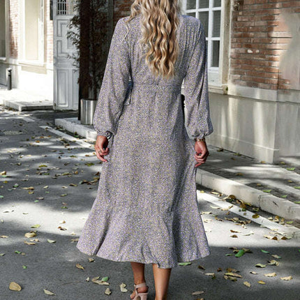 Floral wrap casual resort style strappy full skirt dress