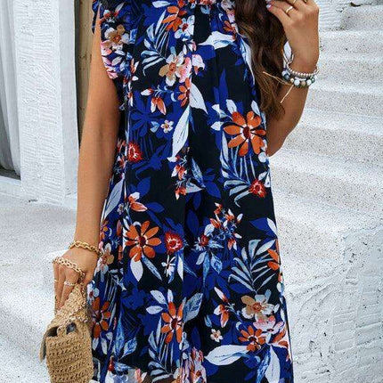 Chic Floral Print Sleeveless Dress - Women's Elegant Fashion