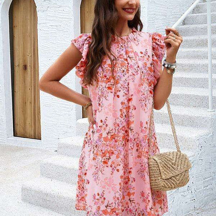 Chic Floral Print Sleeveless Dress - Women's Elegant Fashion