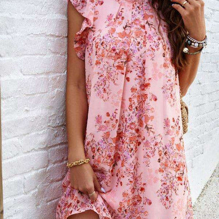 Chic Floral Print Sleeveless Dress - Women's Elegant Fashion